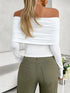 'Yarrow' Off Shoulder Ruched Crop Top - Celes Fashion